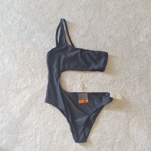 Black cut out one piece suit